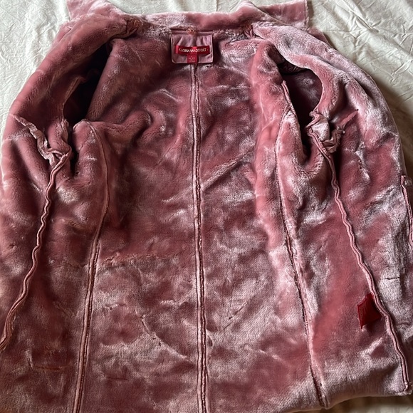 Vintage Gloria Vanderbilt plush faux suede coat hooded rose large - Picture 9 of 13